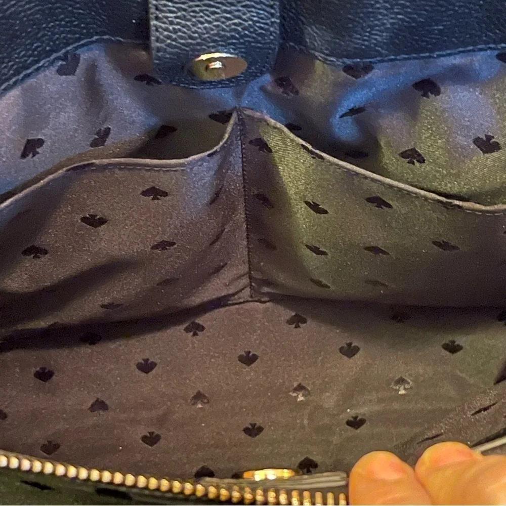 Kate Spade New York Large‎ Black Pebbled Leather Jordyn Gold Chain Handle Tote